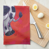 Koe Kerstmis op de rode vloer Theedoek (Quarter Fold)