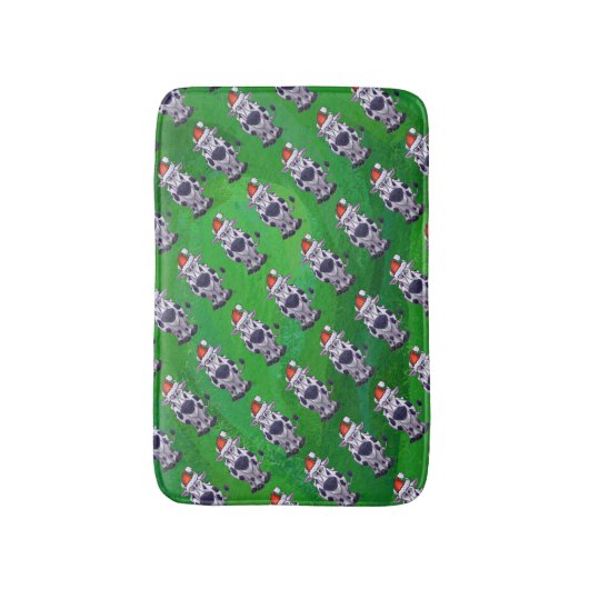 Koe Kerstmis op groen Badmat (Voorkant Verticaal)