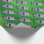 Koe Kerstmis op groen Cadeaupapier (Hoek)