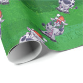Koe Kerstmis op groen Cadeaupapier (Rol Hoek)