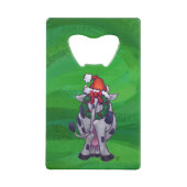 Koe Kerstmis op groen Creditkaart Flessenopener (Achterkant)