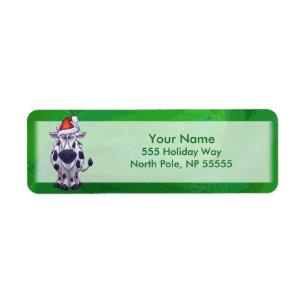Koe Kerstmis op groen Etiket