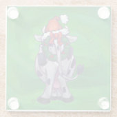 Koe Kerstmis op groen Glazen Onderzetter (Achterkant)