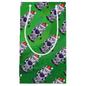 Koe Kerstmis op groen Klein Cadeauzakje (Voorkant)