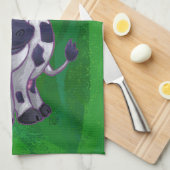 Koe Kerstmis op groen Theedoek (Quarter Fold)