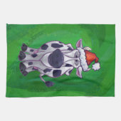 Koe Kerstmis op groen Theedoek (Horizontaal)