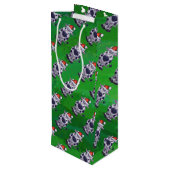 Koe Kerstmis op groen Wijn Cadeautas (Achterkant Gekanteld)