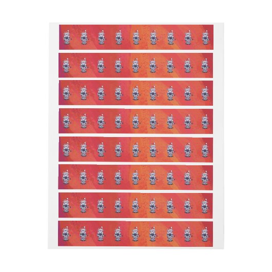 Koe Kerstmis op rood Adreslabel Wikkel (Vel)