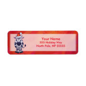 Koe Kerstmis op rood Etiket (Voorkant)
