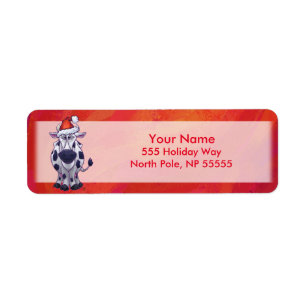 Koe Kerstmis op rood Etiket