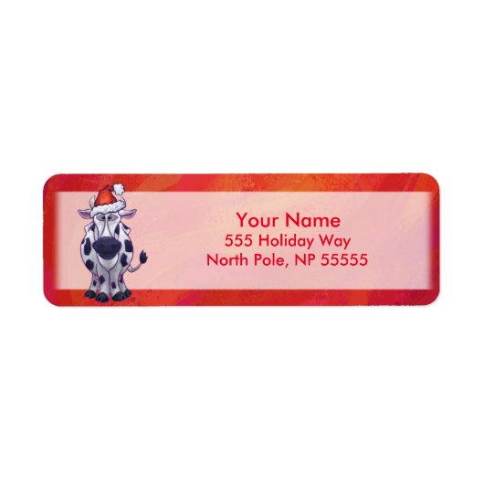 Koe Kerstmis op rood Etiket (Voorkant)