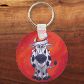 Koe Kerstmis op rood Sleutelhanger (Voorkant)