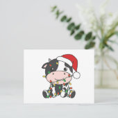Koe Kerstmis Winter Dieren Vakantie Koeien Feestdagenkaart (Staand voorkant)