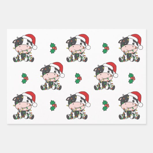 Koe Kerstmis Winter Dieren Vakantie Koeien Inpakpapier Vel (Voorkant 2)