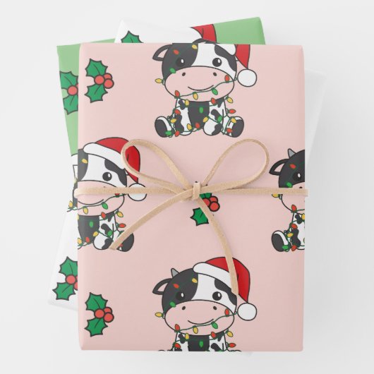 Koe Kerstmis Winter Dieren Vakantie Koeien Inpakpapier Vel (In situ)