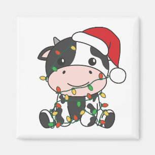 Koe Kerstmis Winter Dieren Vakantie Koeien Magneet