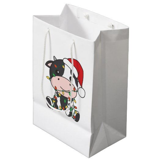 Koe Kerstmis Winter Dieren Vakantie Koeien Medium Cadeauzakje (Voorkant Gekanteld)