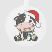 Koe Kerstmis Winter Dieren Vakantie Koeien Ornament (voorkant)