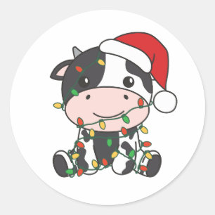 Koe Kerstmis Winter Dieren Vakantie Koeien Ronde Sticker