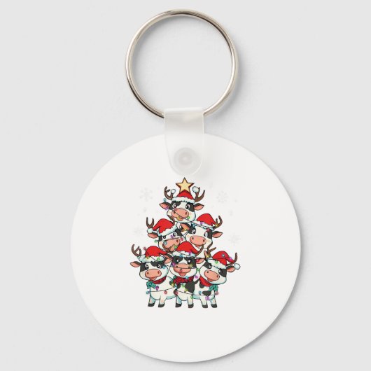 Koe Kerstmismeisjes Jongens Grappige Kerstman Sleutelhanger (Voorkant)