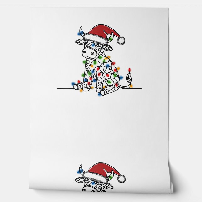 Koe Kerstverlichting Behang (Afrollen)