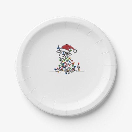 Koe Kerstverlichting Papieren Bordje (Voorkant)