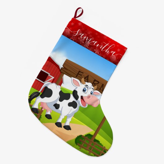 Koe kerstversiering grote kerstsok (Voorkant (Hangend))