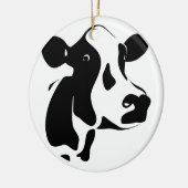 Koe kerstversiering keramisch ornament (Links)