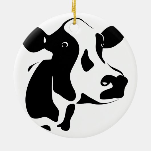 Koe kerstversiering keramisch ornament (Achterkant)