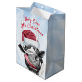 Koe kerstWaterverf Medium Cadeauzakje (Achterkant Gekanteld)