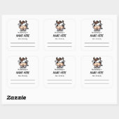 Koe Kinderboekbord met bericht Vierkante Sticker (Vel)