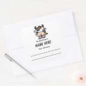 Koe Kinderboekbord met bericht Vierkante Sticker (Envelop)