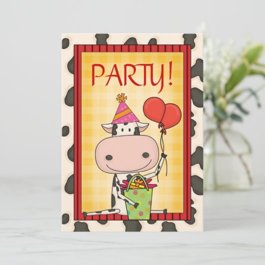 Koe - Kinderfeest Kaart (Staand voorkant)