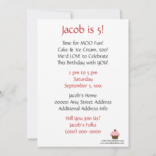 Koe - Kinderfeest Kaart (Achterkant)