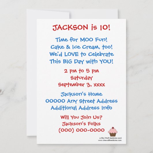 Koe - Kinderfeest Kaart (Achterkant)