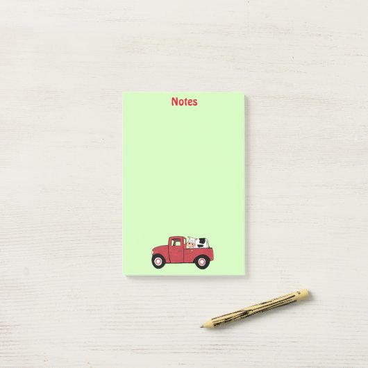 Koe kleine rode vrachtwagen post-it® notes (Op bureau)