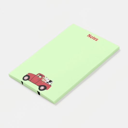 Koe kleine rode vrachtwagen post-it® notes (Schuin)