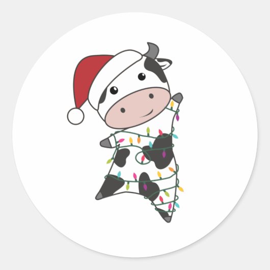 Koe Koe kerstwinterkalveren Ronde Sticker (Voorkant)