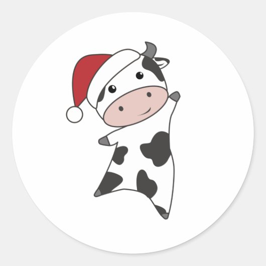 Koe Koe kerstwinterkalveren Ronde Sticker (Voorkant)