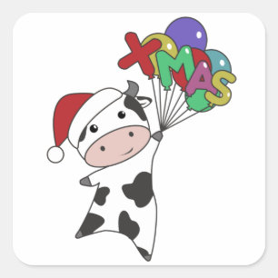 Koe Koe kerstwinterkalveren Vierkante Sticker
