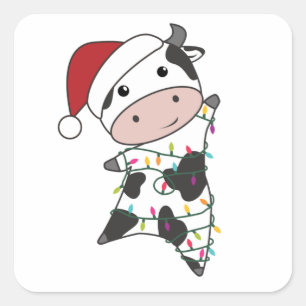 Koe Koe kerstwinterkalveren Vierkante Sticker