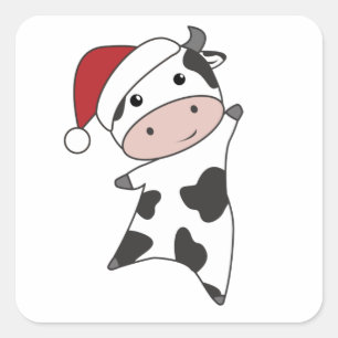 Koe Koe kerstwinterkalveren Vierkante Sticker