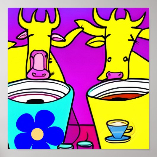 Koe Koffiepauze Poster (Voorkant)