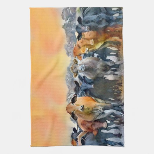 Koe kunst Boerderij Stijl Rustic Tones Kitchen Theedoek (Verticaal)