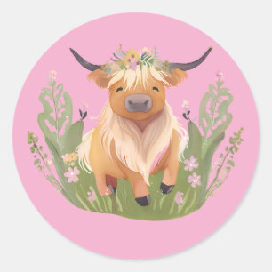koe kusjes en landelijke wensen ronde sticker
