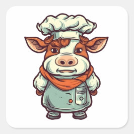Koe Kute Boerderij Dier Vierkante Sticker