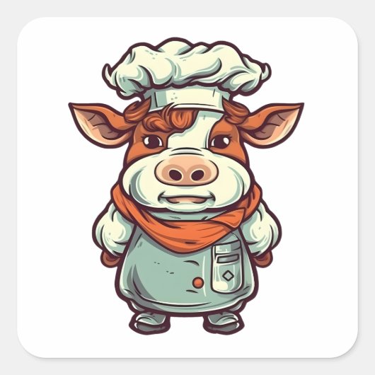 Koe Kute Boerderij Dier Vierkante Sticker (Voorkant)