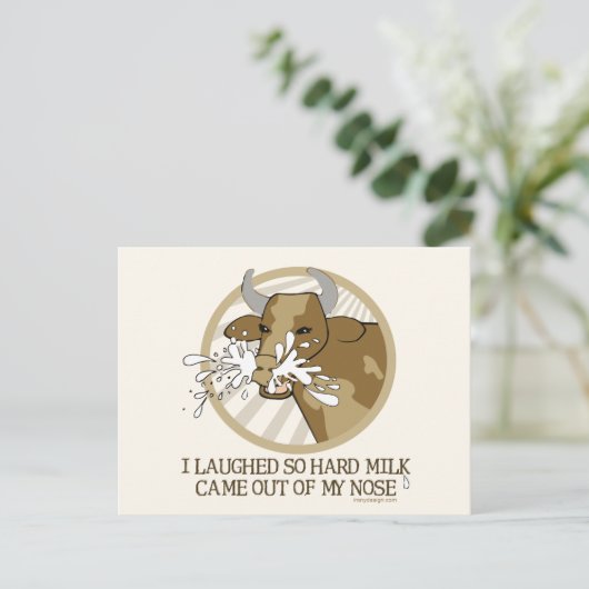 Koe lachen Melk uit mijn neus Briefkaart (Staand voorkant)