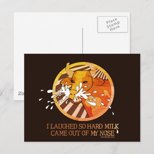 Koe lacht melk uit het Briefkaart van de neus (Voorkant / Achterkant)