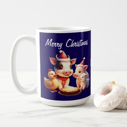 koe, lam, varken en kip koffiemok (Met donut)